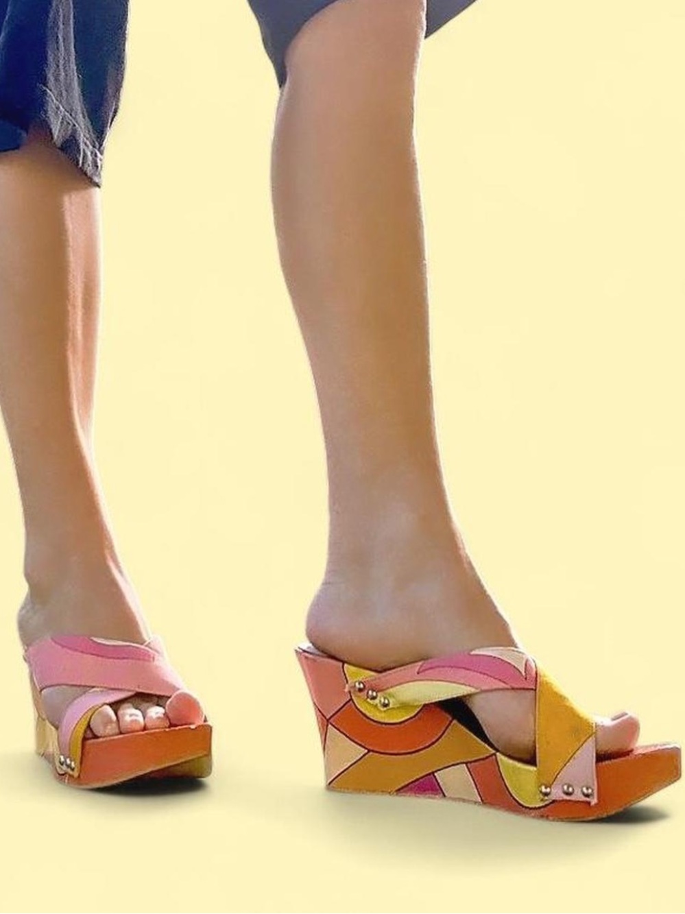 vintage 90s Emilio Pucci Multicolor Wedge Sandals